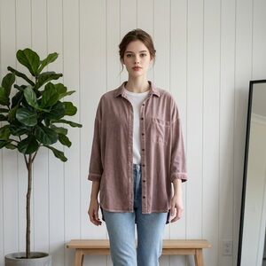 Casual Mauve Button-Up Shirt